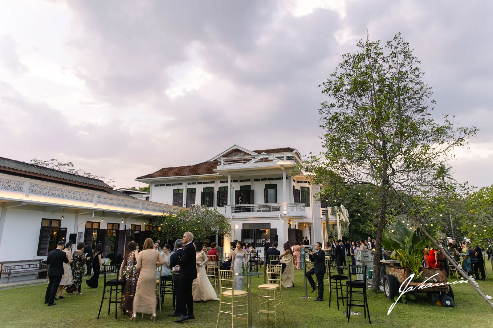 An afternoon celebration on the garden lawn